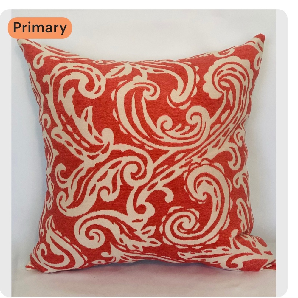 Elegant Red and Cream Accent Pillow
